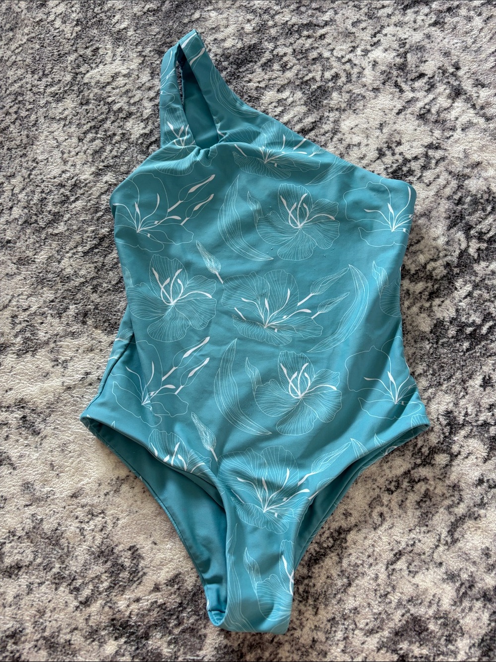 Kids Teal One-Shoulder Floral One-Piece Swimsuit